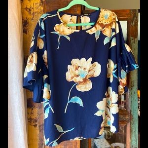 Navy floral Blouse